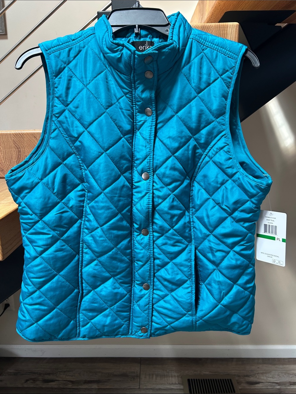 Erika Quilted Teal Blue Puffer Vest